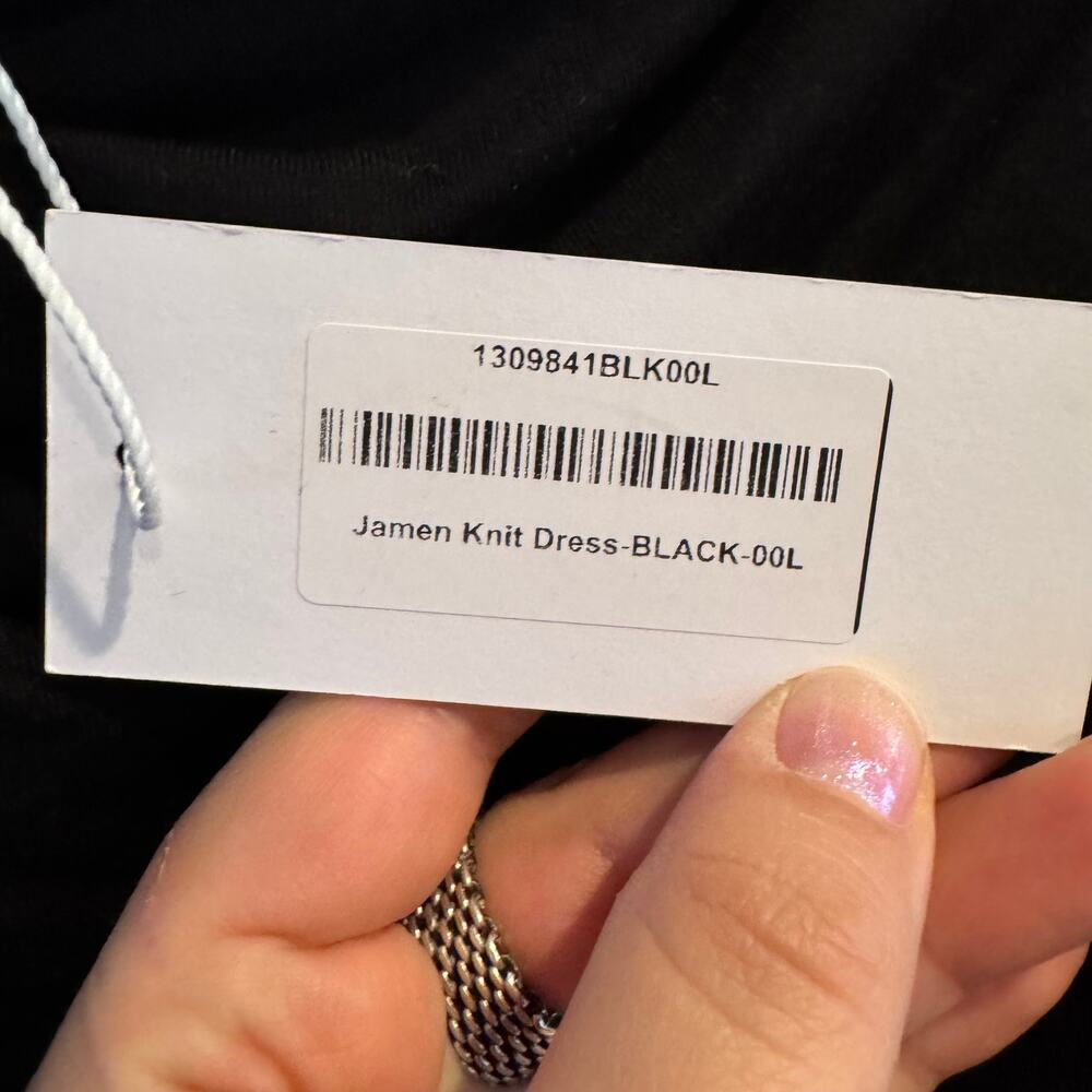 New Reformation Jamen Knit Dress Black Off The Shoulder Two Way Sleeve Sz L - Picture 7 of 10